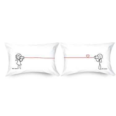 His and hers pillowcases featuring a romantic design, perfect for romantic couple gifts for anniversaries