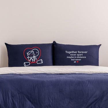 Together forever decorative pillow featuring romantic couple designs for his and hers pillowcases