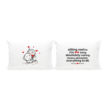 His and hers love quote pillow gift featuring sweet illustrations and heartfelt messages for cozy moments