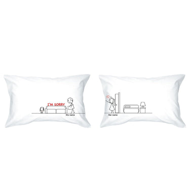 Sorry Snuggles funny apology pillow featuring cute designs for romantic couples as long hugging pillows