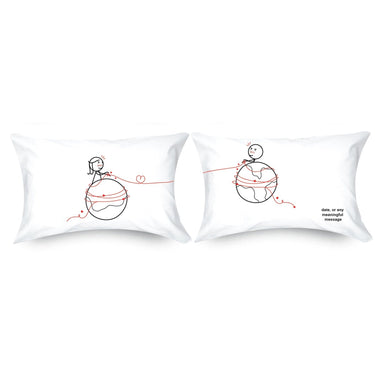 His and hers pillowcases featuring a cute design, perfect as a long distance relationship gift