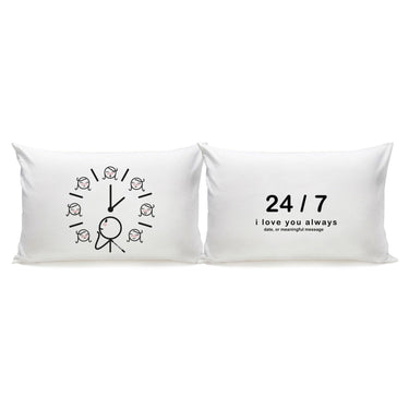His and hers love-inspired pillow decor featuring playful graphics and heartfelt messages