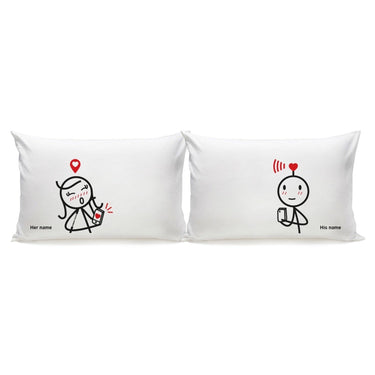 Personalized anniversary pillows featuring cute couple designs and customizable names