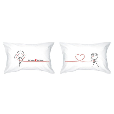 Personalized couple keepsake pillowcases with playful doodles and custom names for a romantic touch