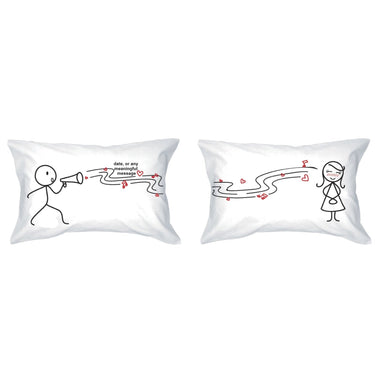 His and hers pillowcases with cute couple design, perfect personalized love gifts for couples
