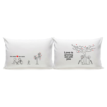 His and hers pillowcases featuring personalized designs, perfect couple gift ideas for lasting love
