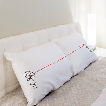 His and hers pillowcases with cute illustrations, perfect romantic couple gifts for anniversaries