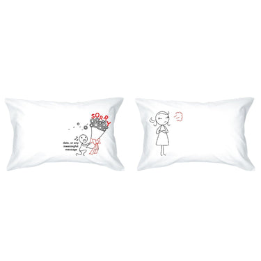 His and hers pillowcases featuring playful designs, unique apology gifts for couples