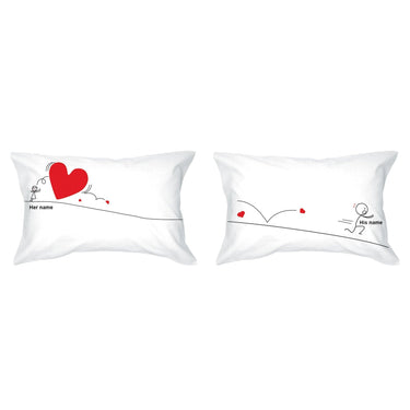 His and hers pillowcases featuring a playful design, perfect as unique wedding gifts for couples