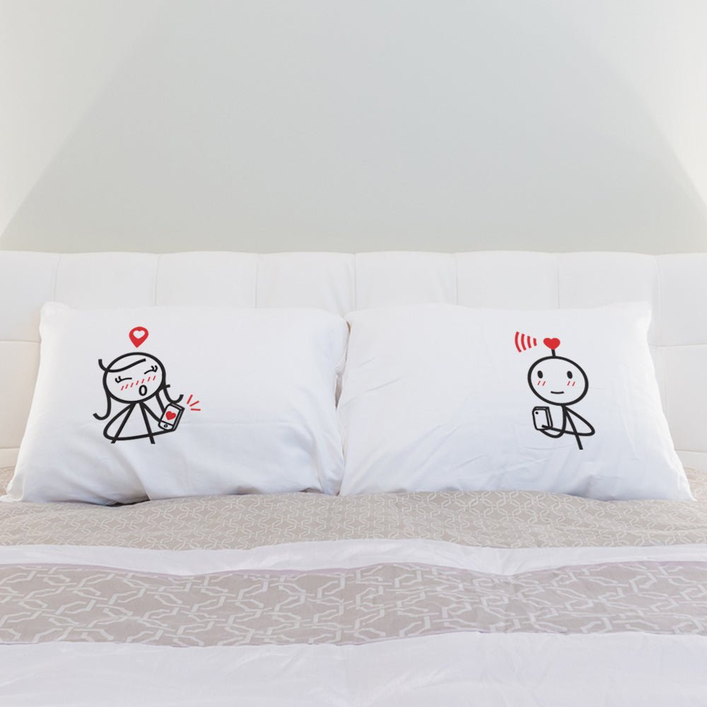 Delightful pillows adorning a cozy bed, perfect for couples seeking unique and adorable anniversary gifts for him and her.