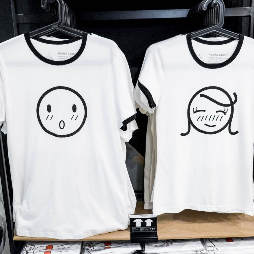 Unique couple t-shirts featuring playful designs at Human Touch for romantic gifts Bangkok shopping