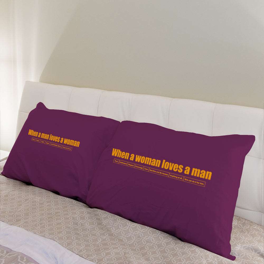 A charming touch to any bedroom: a cozy purple pillow adorning the bed – perfect for couples, anniversaries, and thoughtful gifts for him or her.