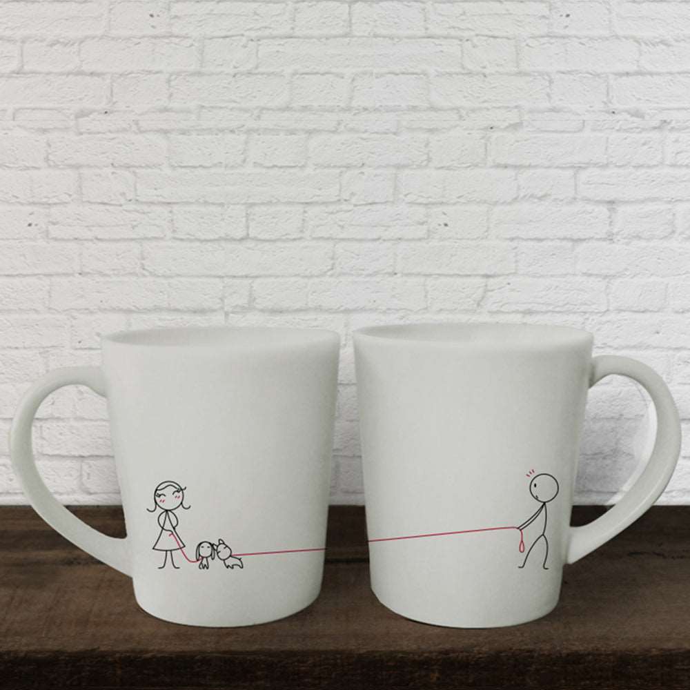 Add charm to special occasions with a delightful pair of hand-drawn mugs, perfect for couples celebrating their love and anniversaries.