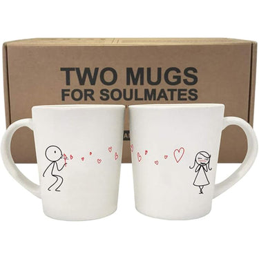 Heartfelt anniversary gifts coffee mugs boy meets girl featuring cute soulmate designs