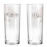 Heartfelt family glass set featuring elegant floral designs on clear glassware for special occasions