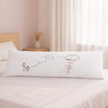 Human Touch long pillow for bed featuring a whimsical design, perfect as heartfelt love gift ideas.