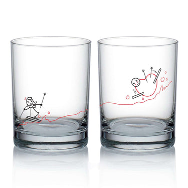 Avalance funny lover's decor decorative glassware featuring playful skiing and snowman designs, perfect for romantic evenings