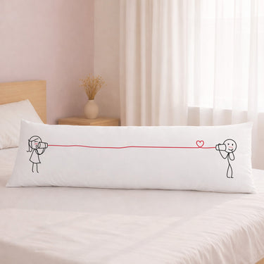 Human Touch long pillow decorated with cute couple design, perfect couple long distance gift for romantic comfort