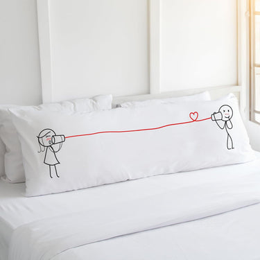 Human Touch long pillow with romantic couple design, perfect couple long distance gift for staying connected