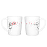 Cute anniversary gift for couples, featuring white mugs with playful stick figures and heart designs