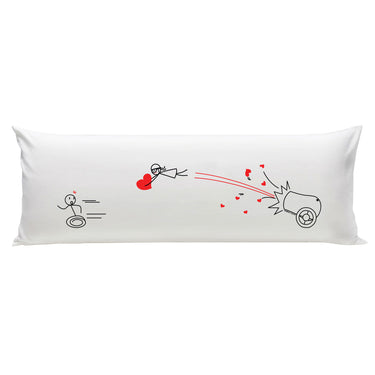 Cute long pillow for bed with romantic graphics, perfect as cute anniversary gifts for couples.