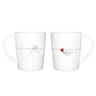 Cute matching mugs for partners featuring playful illustrations of a couple in love, perfect for romantic coffee moments.