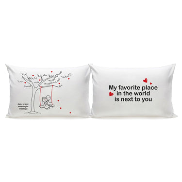 His and hers romantic couple pillow with sweet messages and cute designs for intimate cuddling moments