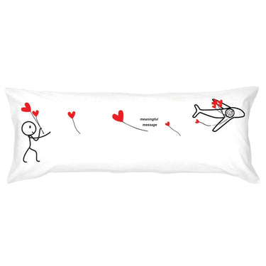 Human Touch Long Pillow with Heart Design, Ideal as long distance relationship gifts