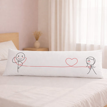 Long pillow for bed featuring love-inspired home decor with playful couple design