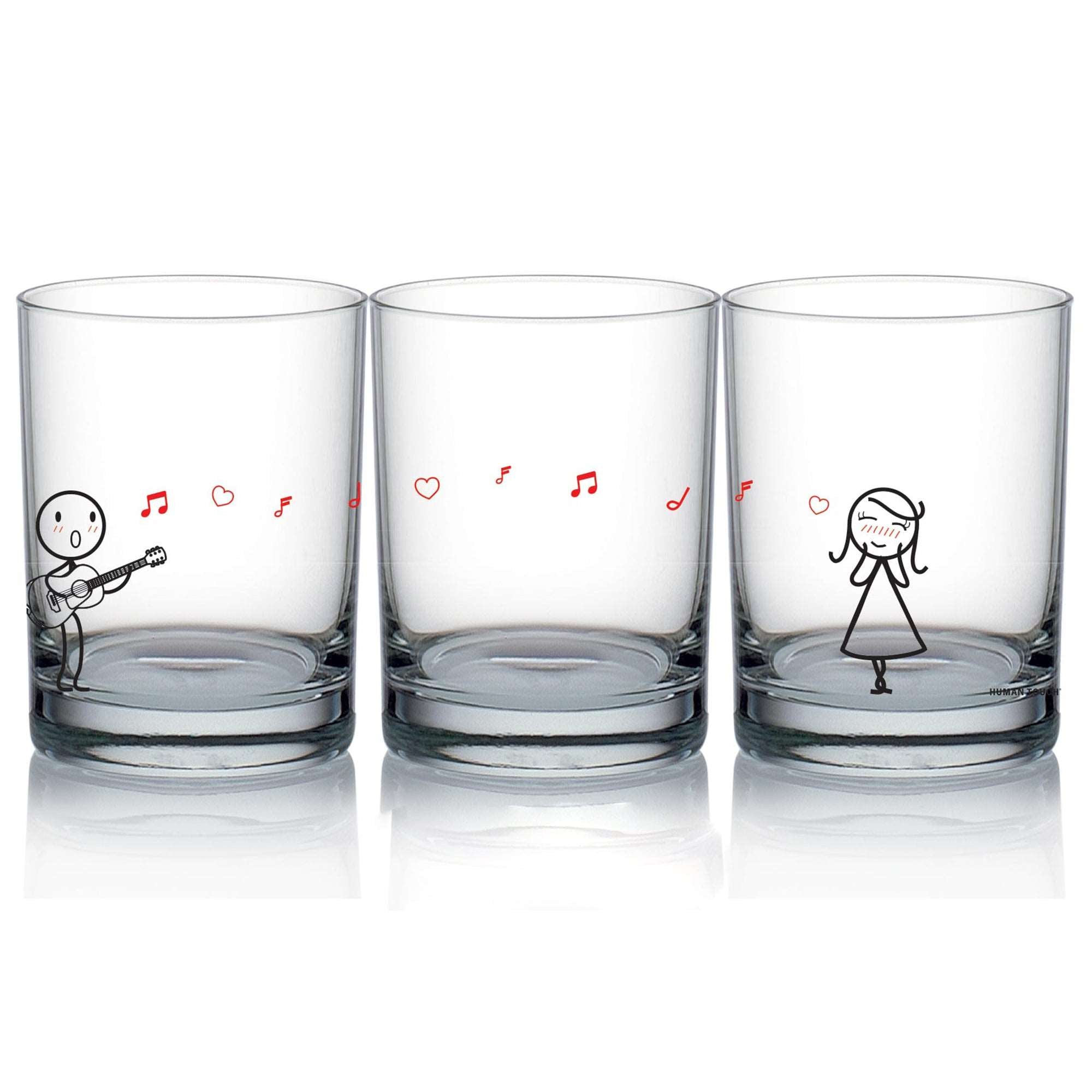 Personalized set of creatively designed glasses, perfect for couples, anniversaries, and thoughtful gifts for him or her.