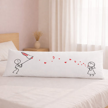 Human Touch Long Pillow for Bed with Love-Themed Bedroom Decor Illustrations