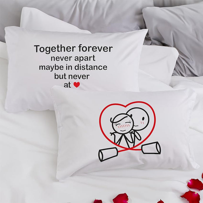Together Forever Decorative Pillows with Love Design, Perfect missing you gifts for long distance human touch boy meets girl