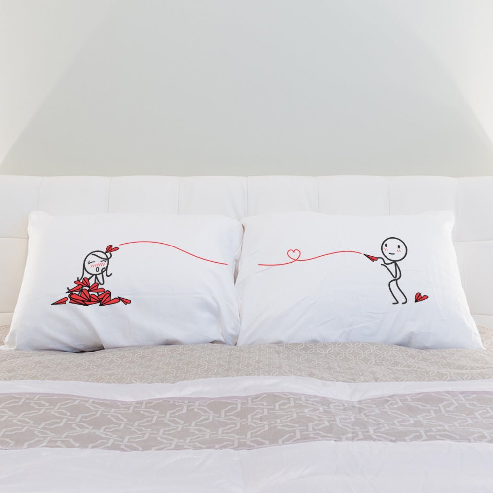 Transform your bed with a pair of adorable and unique pillows, perfect for couples and unforgettable anniversary gifts.