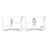 His and hers pillowcases featuring whimsical couple designs, perfect custom wedding keepsakes