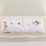 His and hers long pillowcases featuring cute love design, perfect Long Distance Relationship Gift for Boyfriend and Girlfriend