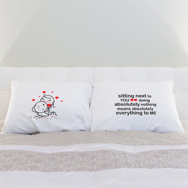 His and hers love quote pillow gift featuring romantic illustrations and heartfelt messages for couples