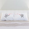 His and hers pillowcases featuring a romantic design, perfect for romantic bedroom decor