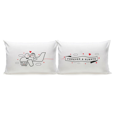 His and hers wedding keepsake pillows featuring romantic designs, perfect for couples celebrating love together.