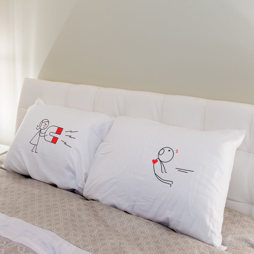 A lovely pair of pillows adorning a cozy bed, perfect for couples seeking creative and cute anniversary gifts for him and her.